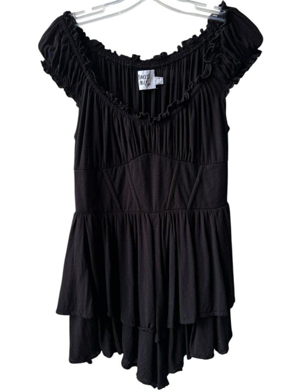 Size 6 Princess Polly Black Milkmaid Romper Fairy Goth Whimsygoth Mini